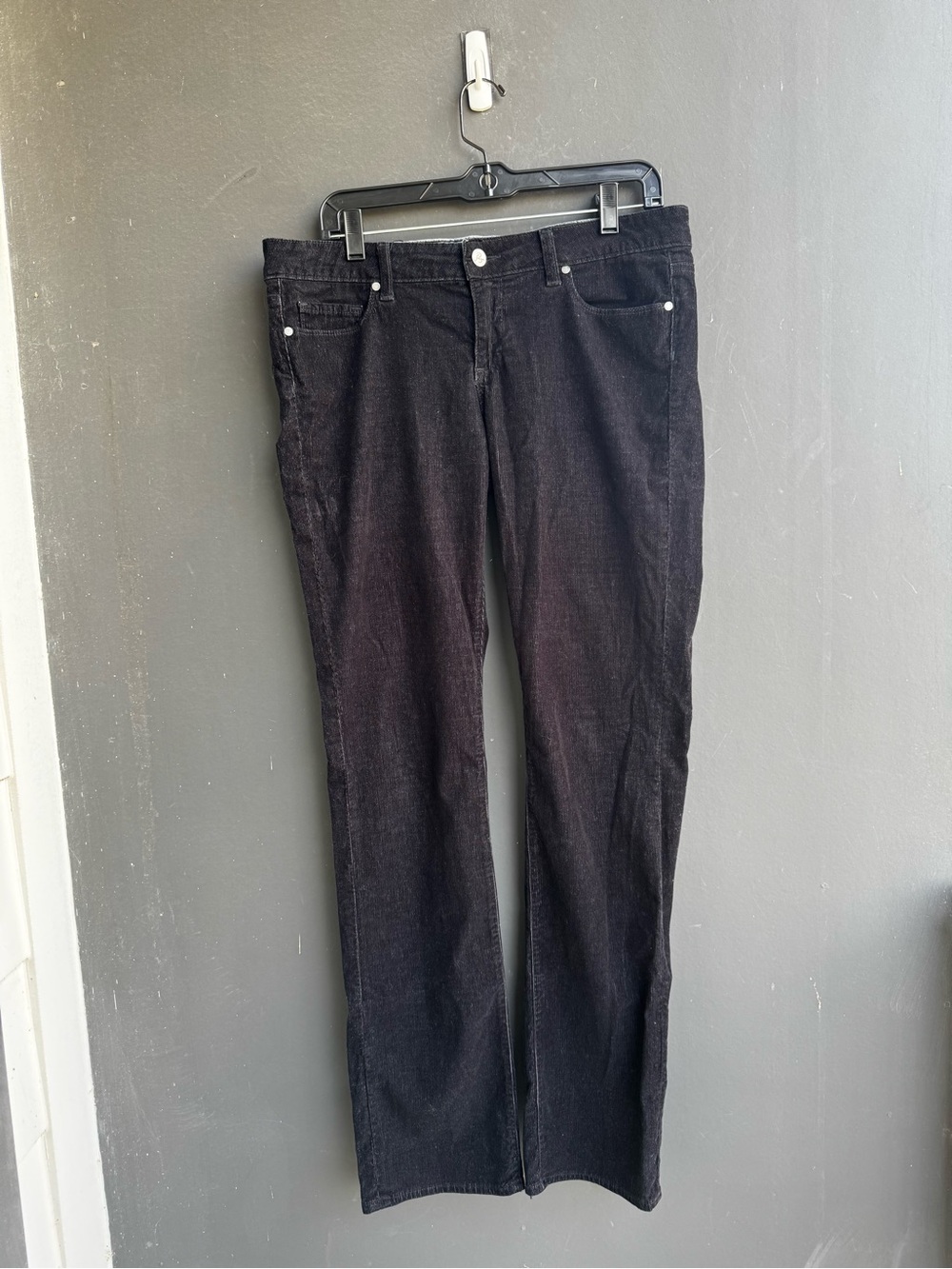 Paige straight leg low rise black whimsigoth corduroy jeans